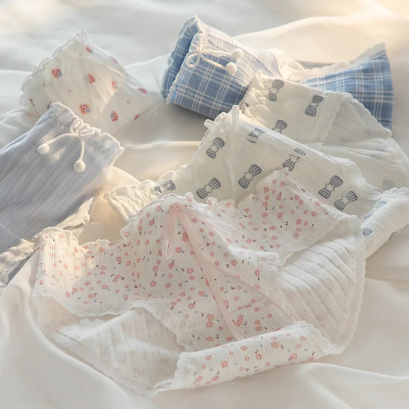Fashion 5Pcs/set Cotton Underwear Women Seamless Panties Lovely Girl Briefs Plus Size Breathable Underpants Female Sexy Lingerie