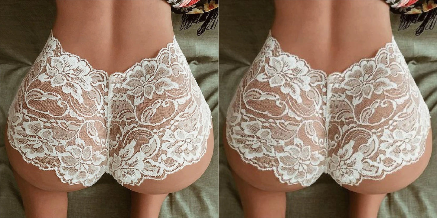 2pcs Sexy Mesh Lace Panties Women Strings Floral Transparent Thongs Low Waist Briefs Women Underwear Erotic Sexy Lingerie Female