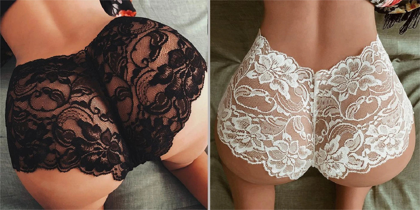 2pcs Sexy Mesh Lace Panties Women Strings Floral Transparent Thongs Low Waist Briefs Women Underwear Erotic Sexy Lingerie Female