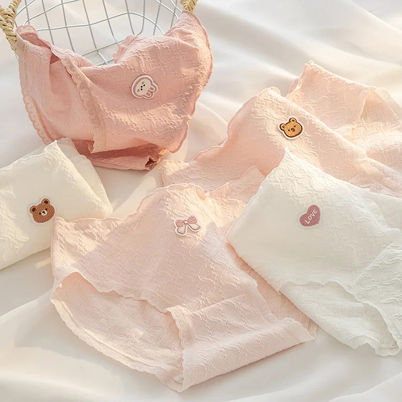 Fashion 5Pcs/set Cotton Underwear Women Seamless Panties Lovely Girl Briefs Plus Size Breathable Underpants Female Sexy Lingerie