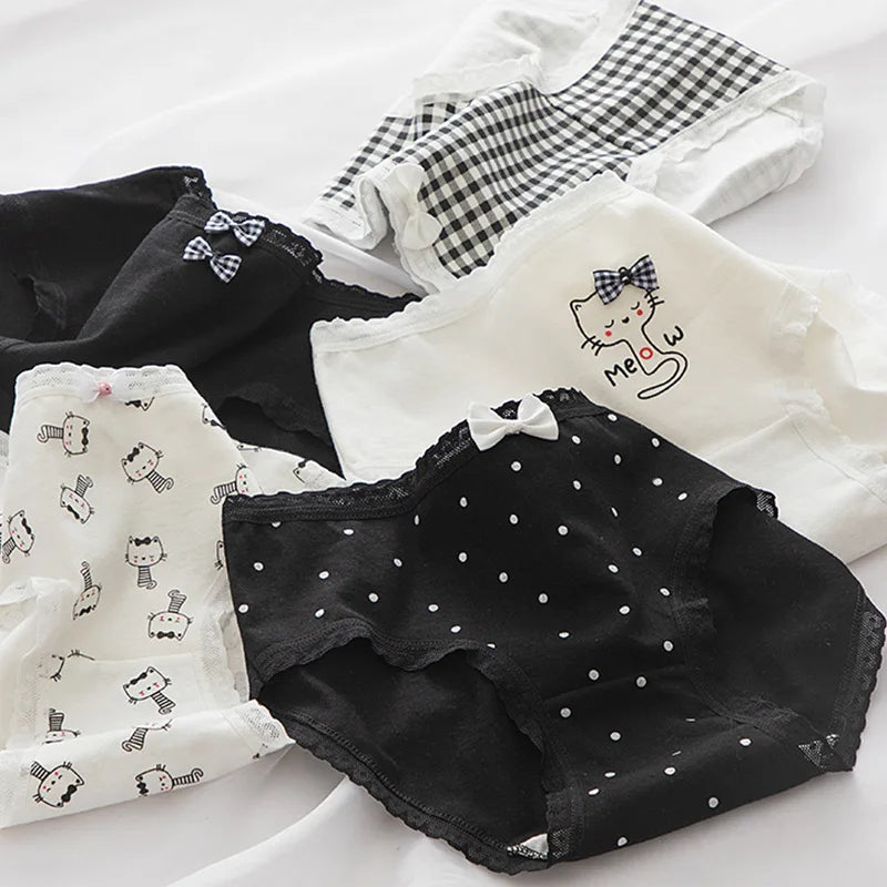 Fashion 5Pcs/set Cotton Underwear Women Seamless Panties Lovely Girl Briefs Plus Size Breathable Underpants Female Sexy Lingerie